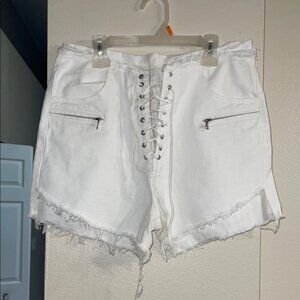 White Lace-Up Women Shorts